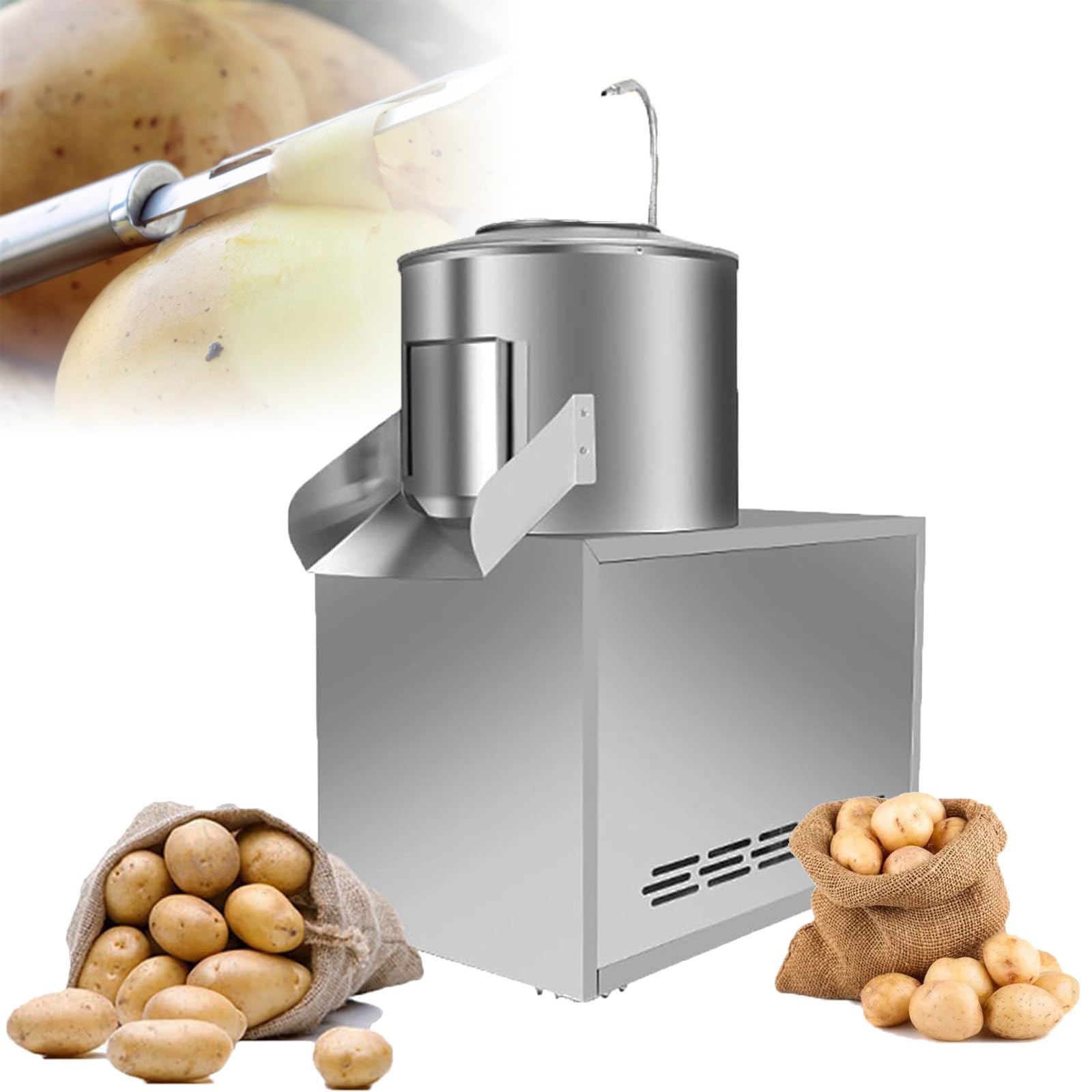 Éplucheur automatique de pommes de terre (240 kg/400 kg) – Épluchage par friction, éplucheur électrique de pommes de terre, pour taro, gingembre, sucré, pommes de terre, 400 kg/h