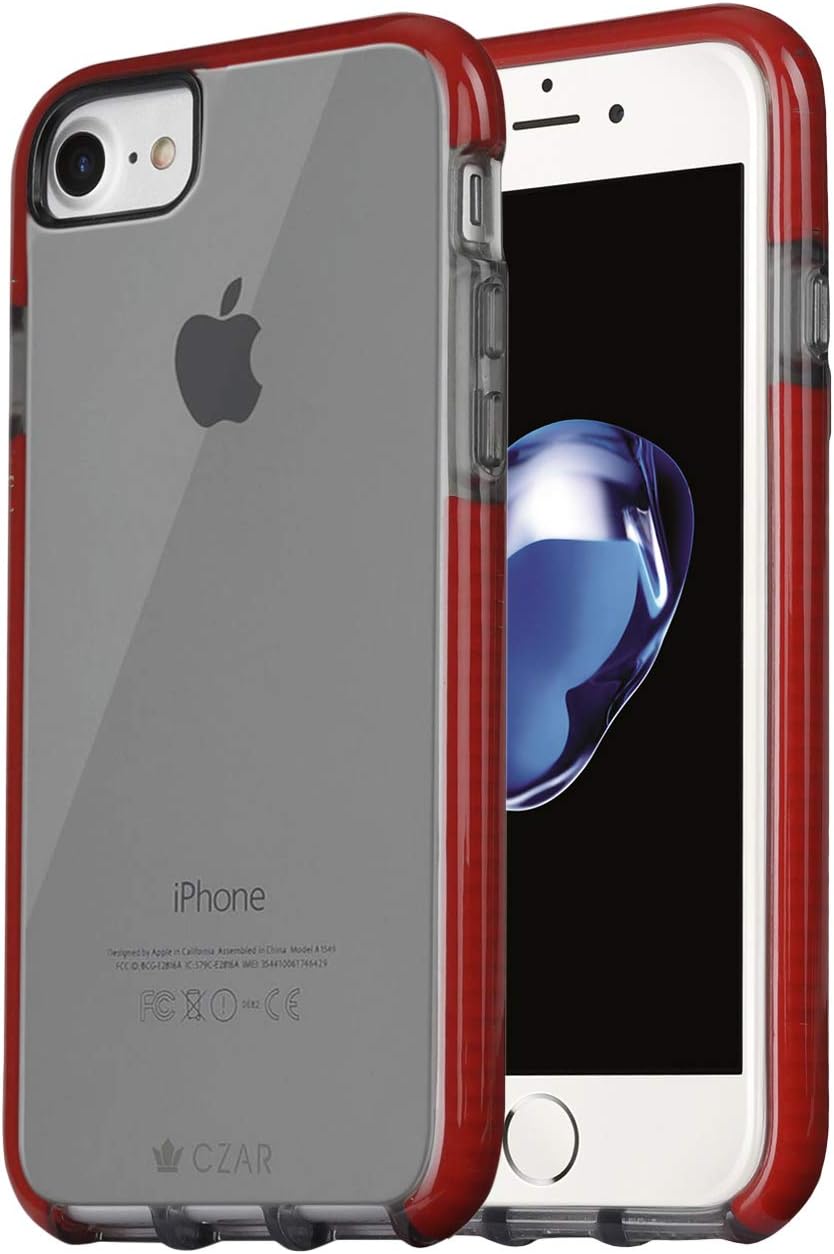 CZARTECH Titan Polycarbonate Back Cover Case for iPhone 8 / iPhone 7 / iPhone 6S / iPhone 6 (Transparent Back + R.Grey)
