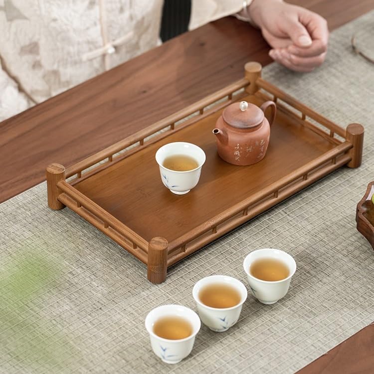 Bandeja para Servir Tazas de té, Bandeja de Almacenamiento para Juegos de té, Bandeja de Madera para Escritorio, Bandeja Rectangular Grande para Servir té, bandejas para Comer en el Regazo (L)