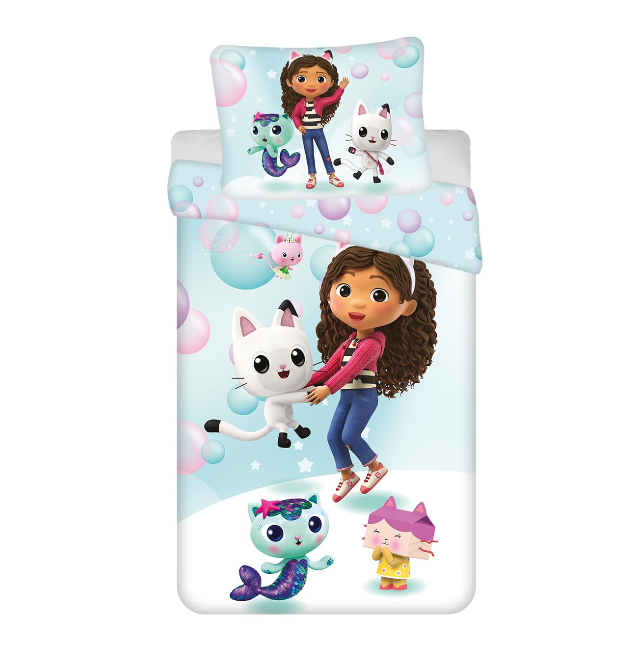 Jerry Fabrics Gabby's Dollhouse Duvet Cover and Pillowcase for Single Bed Set 140 x 200 + 70 x 90 cm Oeko-Tex Polyester with Zipper