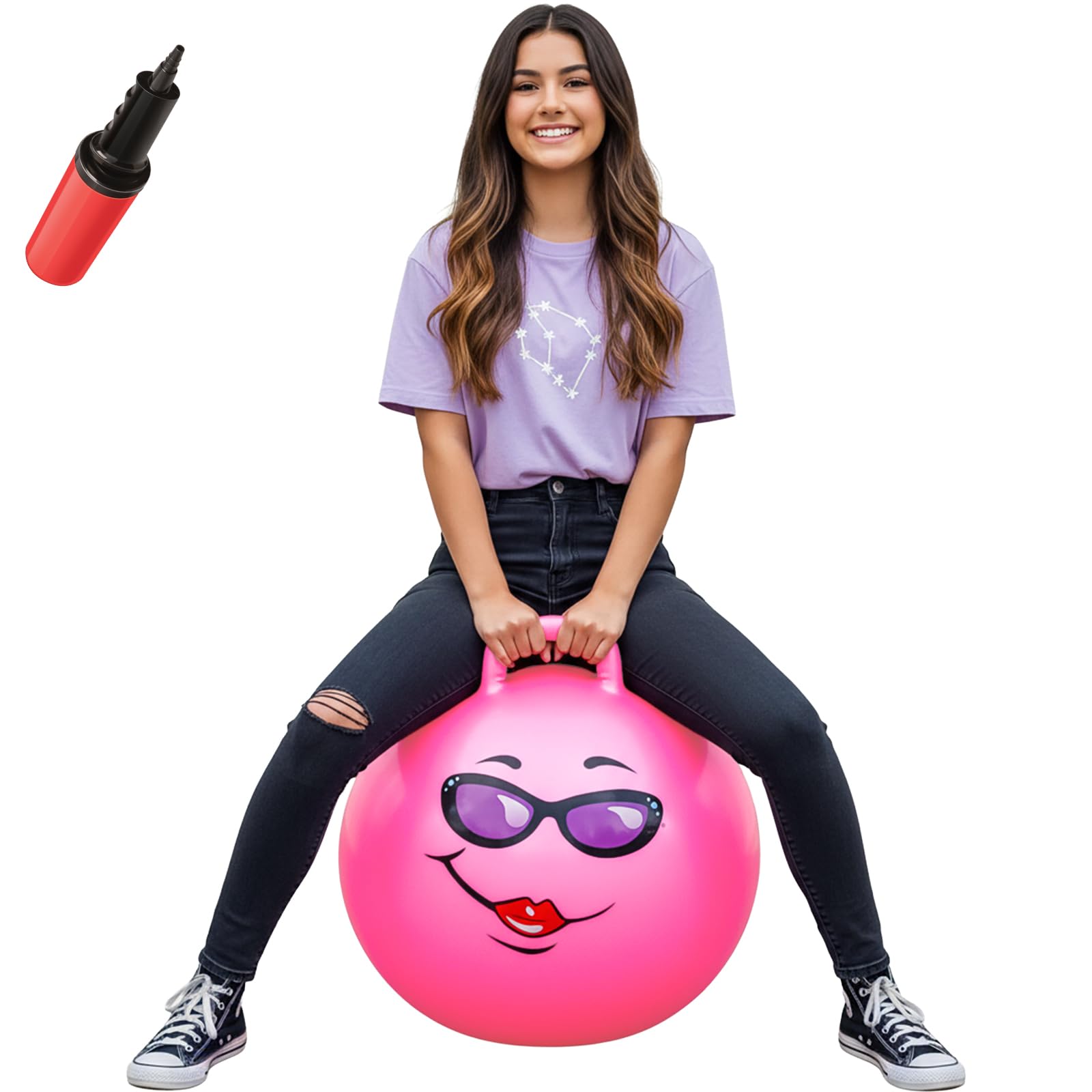 WALIKI Hippity Hop Ball for Teens | 22-Inch Pink Hopper Ball | Jumping & Hopping Ball for Active Play & Outdoor Fun