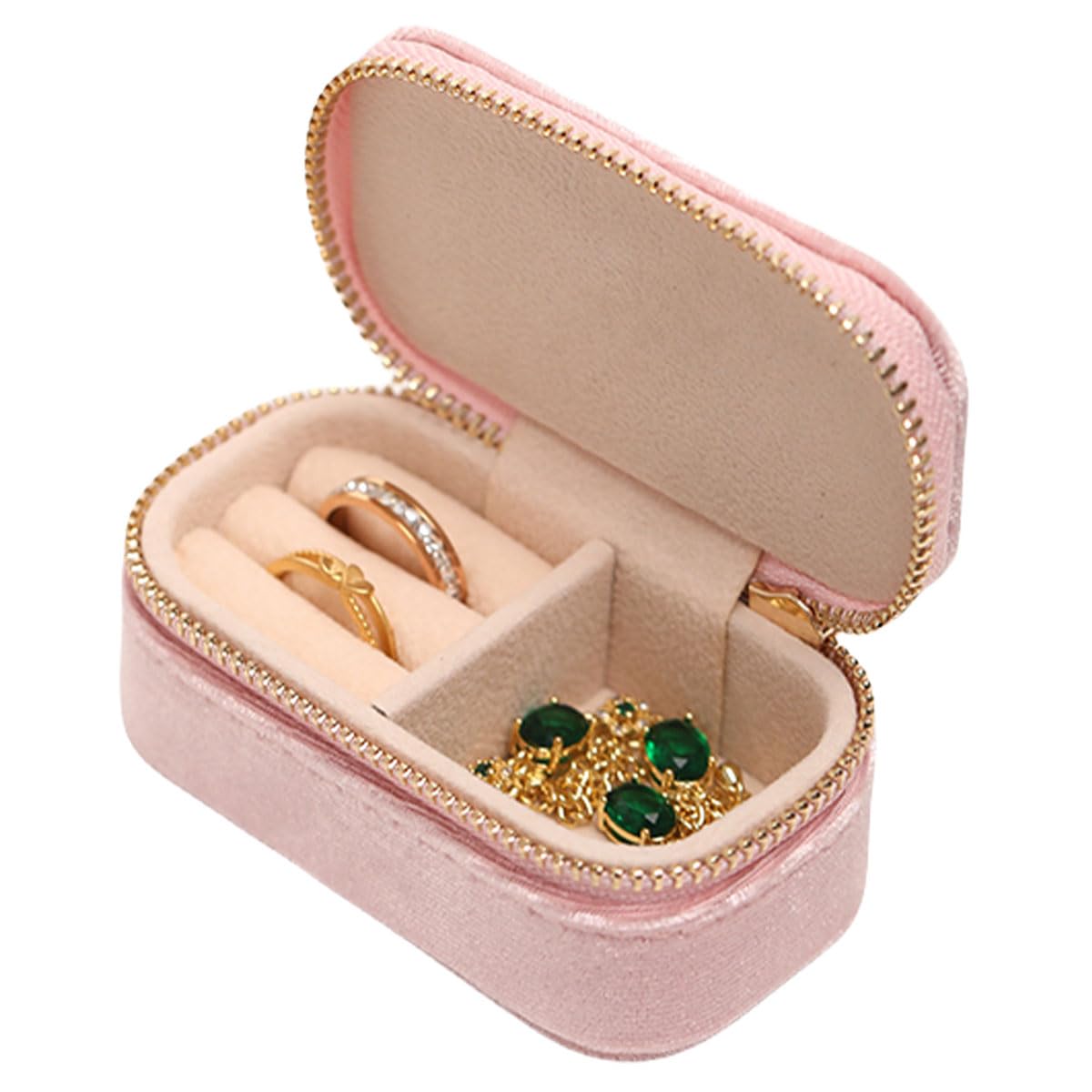 Petite Boîte à Bijoux De Voyage En Velours Pelucheux, Petite Boîte à Bijoux De Voyage, Mini Organisateur De Voyage Pour Bagues, Boucles D'oreilles, Colliers, Cadeaux (violet