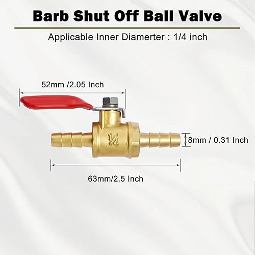 Miniatura 8 de Litorange 2 piezas de interruptor de cierre de válvula de bola de latón sin plomo, manguera de 14 pulgadas de diámetro interior x 14 de pulgada