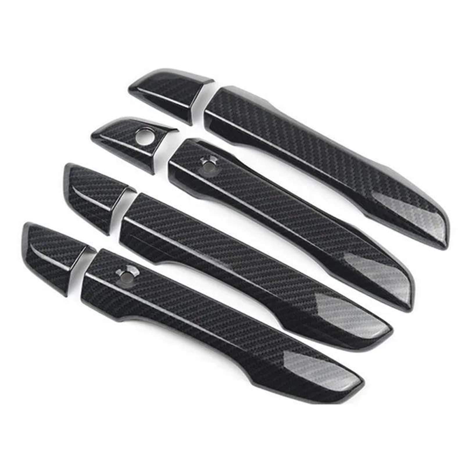 PIWINE Handle Sticker 2 Colors ABS Chrome Door Handle Cover Trim Overlay Car Styling Molding for Civic for Sedan for Hatchback 2016-2019(Carbon 2 Buttons)