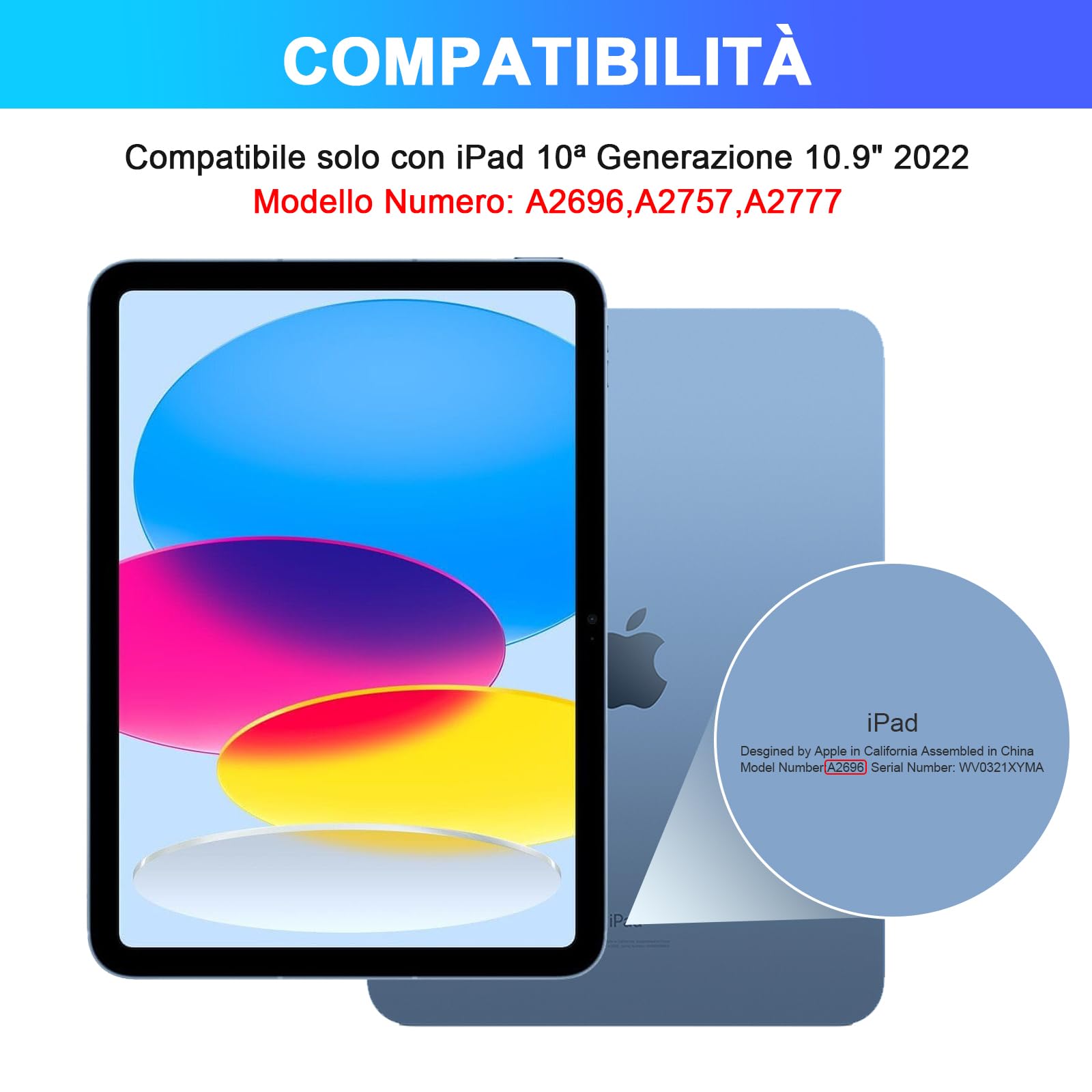 SOPPY Custodia con Tastiera e Mouse per iPad 11a Generazione (A16) 11 Pollici 2025, 10a Gene 10,9 Pollici 2022, cover Protettiva Staccabile, con Slot per Penna Stilo, Layout Italiano - Nero