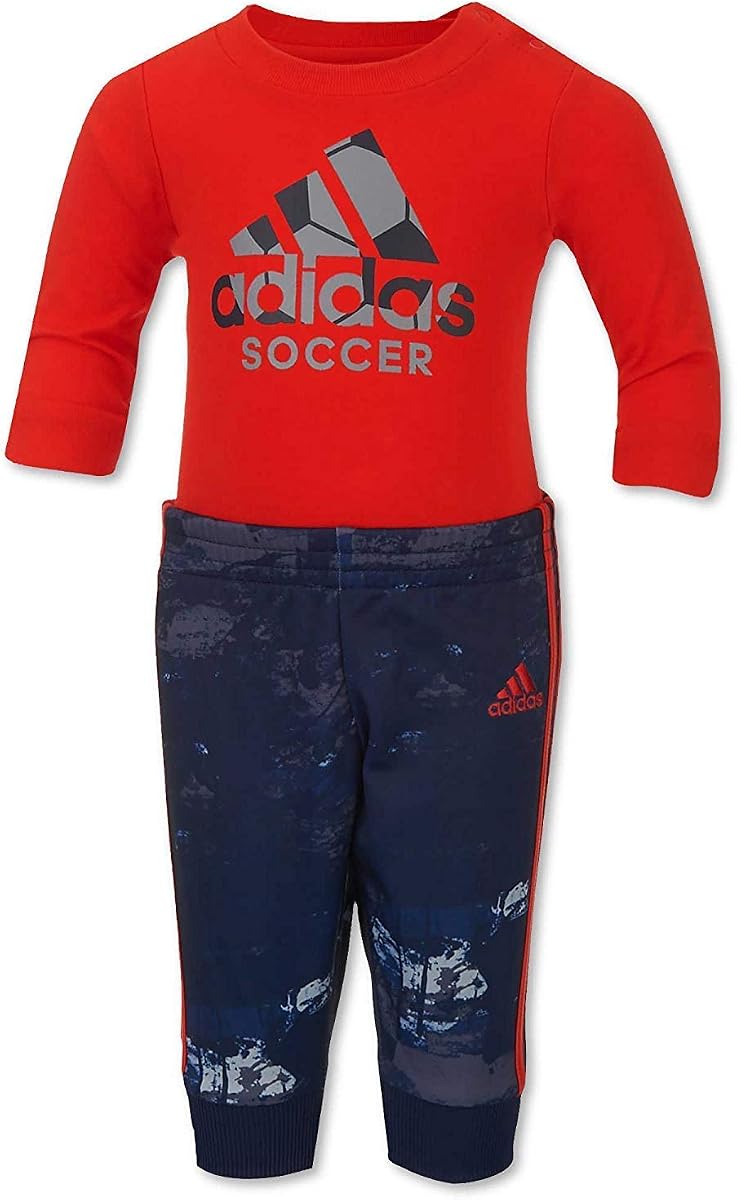 Conjunto de body y pantalón deportivo de 2 piezas Game Changer para niños pequeños (12 meses, rojo fuego (620) / negro/gris)
