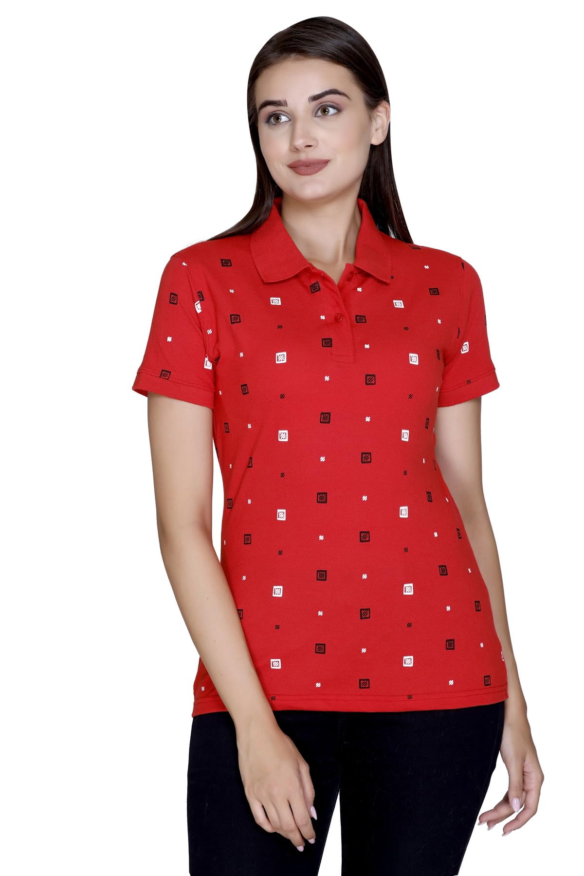 pyro spirit Printed Tshirt for Girls | Women's Regular Fit Polo Neck T-Shirt | Women's T-Shirt | Cotton Blend Tshirt with Short Sleeves | Women Printed Tshirt-picture-19