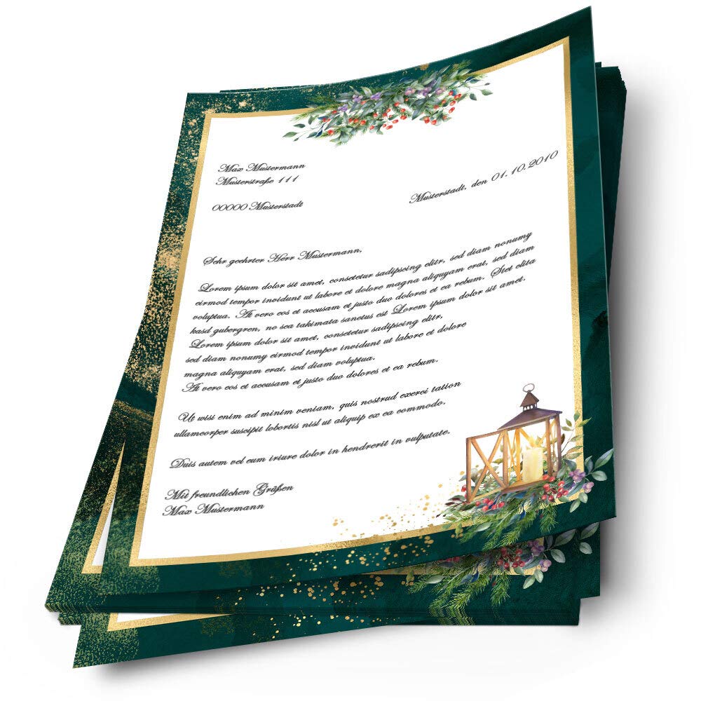 20 Blatt Briefpapier „Adventsnacht“ – DIN A4, Weihnachtliches Motivpapier, Einseitig Bedruckt, Für Drucker & Handschriftlich