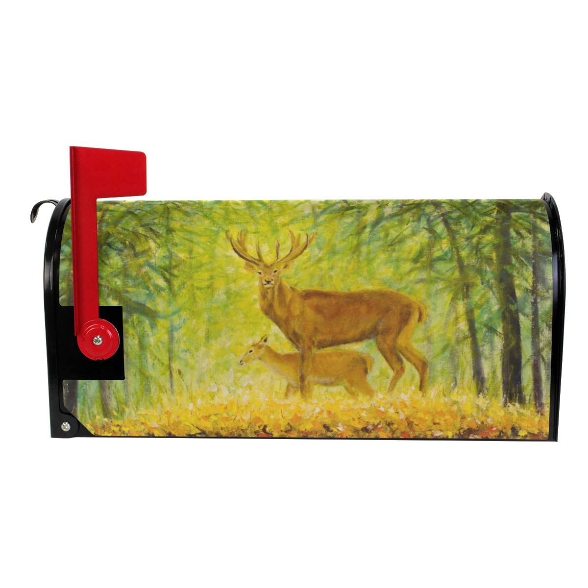 WOOR Deer in Autumn Forest Magnetic Mailbox Cover Standard Size for Garden Yard Outdoor Decorations-18 x 20.8