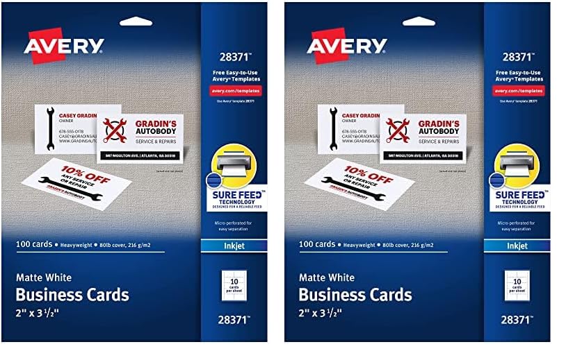 Amazon.com : Avery Printable Business Cards with Sure Feed Technology ...