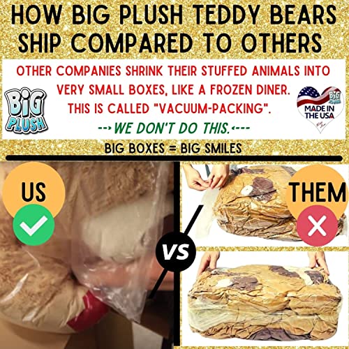 Big Plush® Giant Teddy Bear In Big Box Fully Stuffed & Ready To Hug - Huge 5-Foot Soft Plush Teddybear With Red Satin Neck Ribbon - Gigantic Stuffed Animal - Oso De Peluche- Send Bear To Show You Care #TOP3