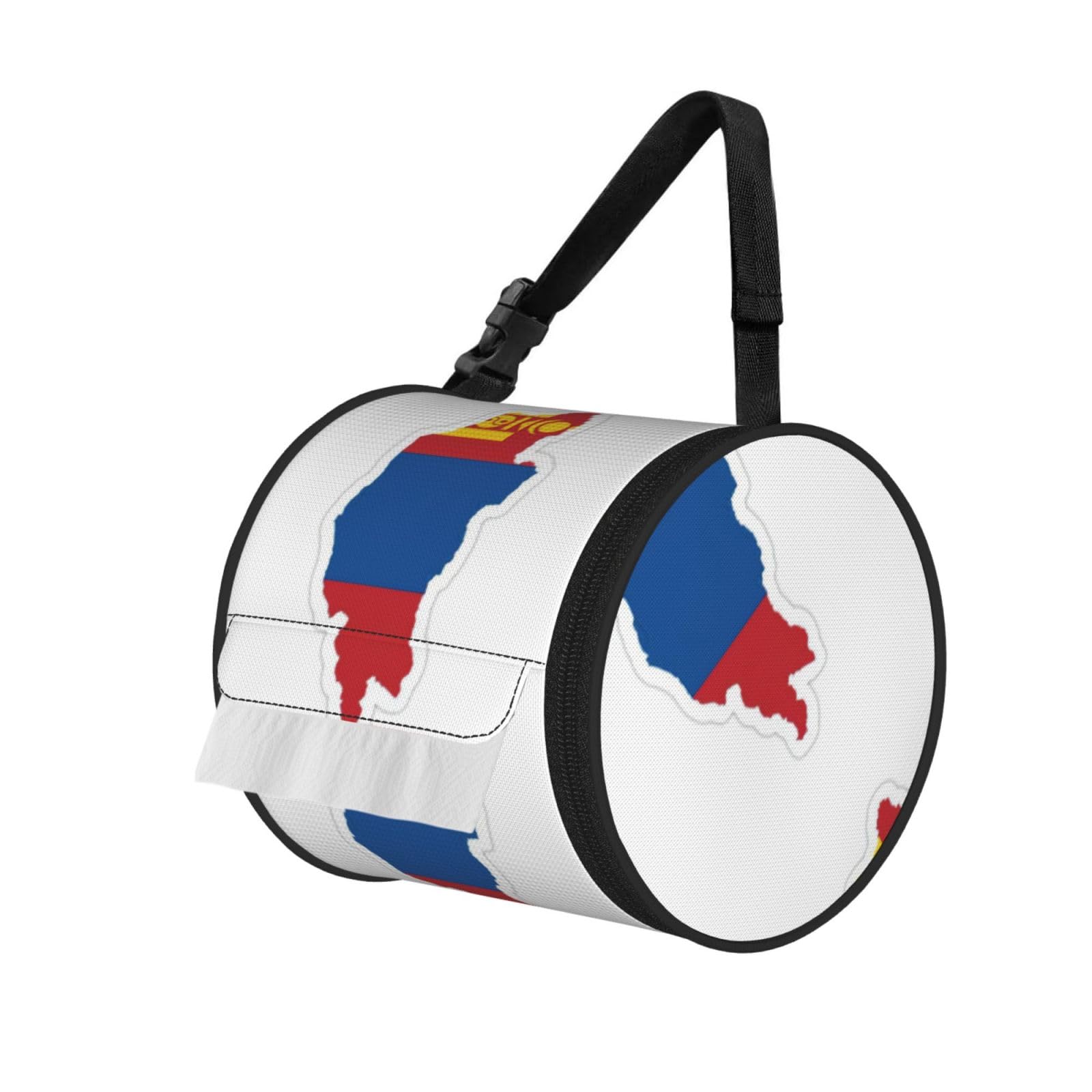 Mongolian Flag Map Print Fashion Tissues Organizer Box, Hanging Tissue Holder For Purse Coins For Car Office Daily Outing