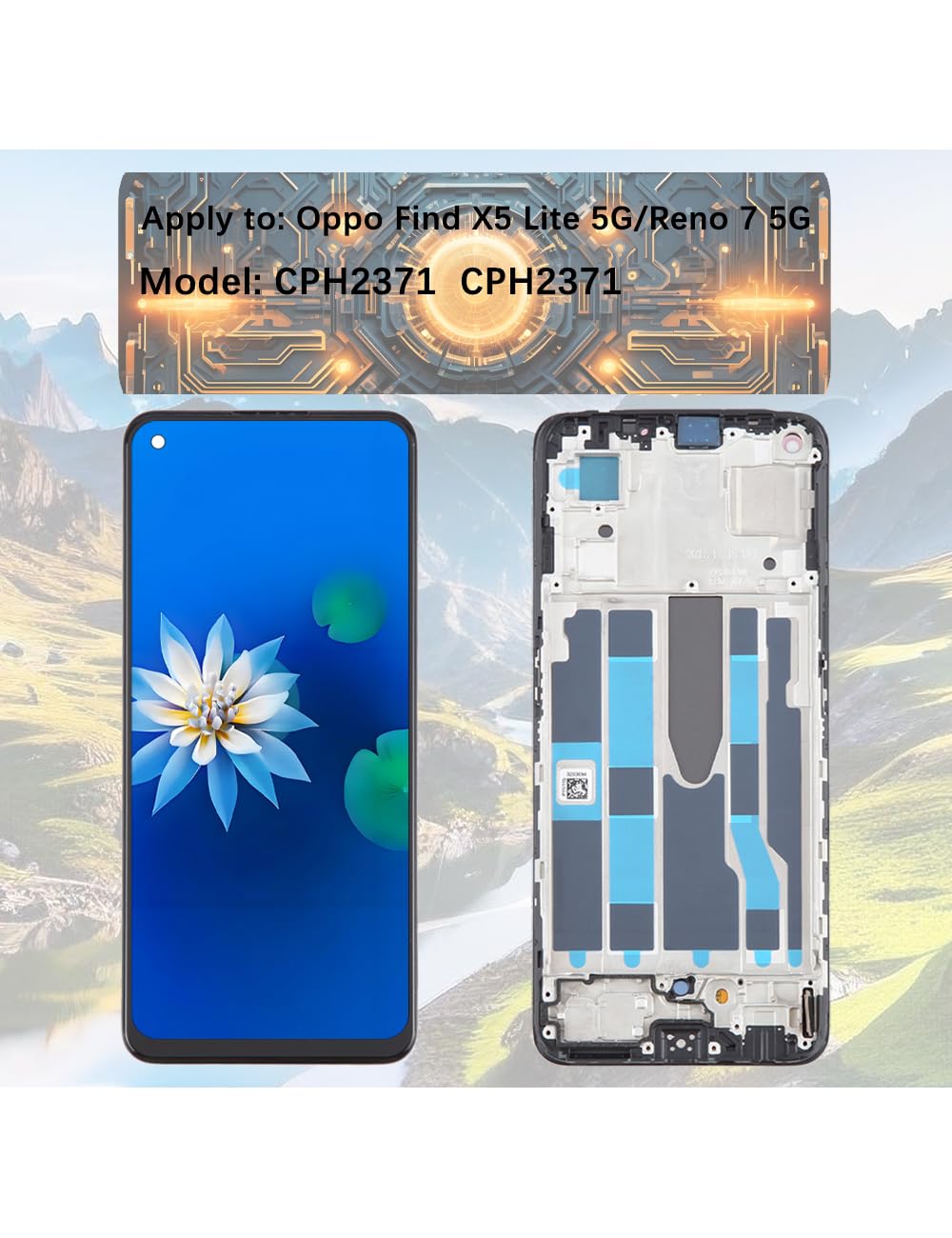 H&LYCYJ Wyświetlacz do Oppo Find X5 Lite 5G/Reno 7 5G TFT CPH2371 CPH2371 LCD ekran zamienny zestaw montażowy z ramką (bez odcisków palców)