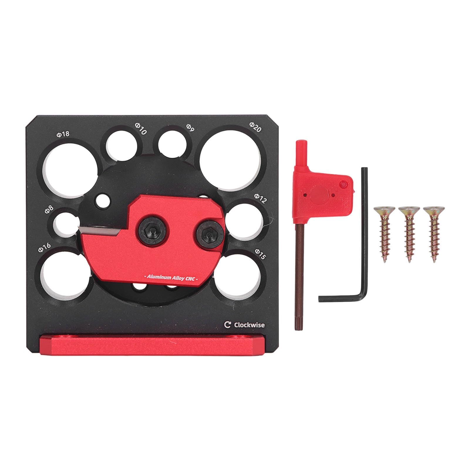Tondo Rod Dowel Maker Jig Piastra di Centraggio in Lega di Alluminio 8 Fori Trapano Elettrico Fresatura Strumento Ausiliario in Legno Massello per un Taglio più Fluido