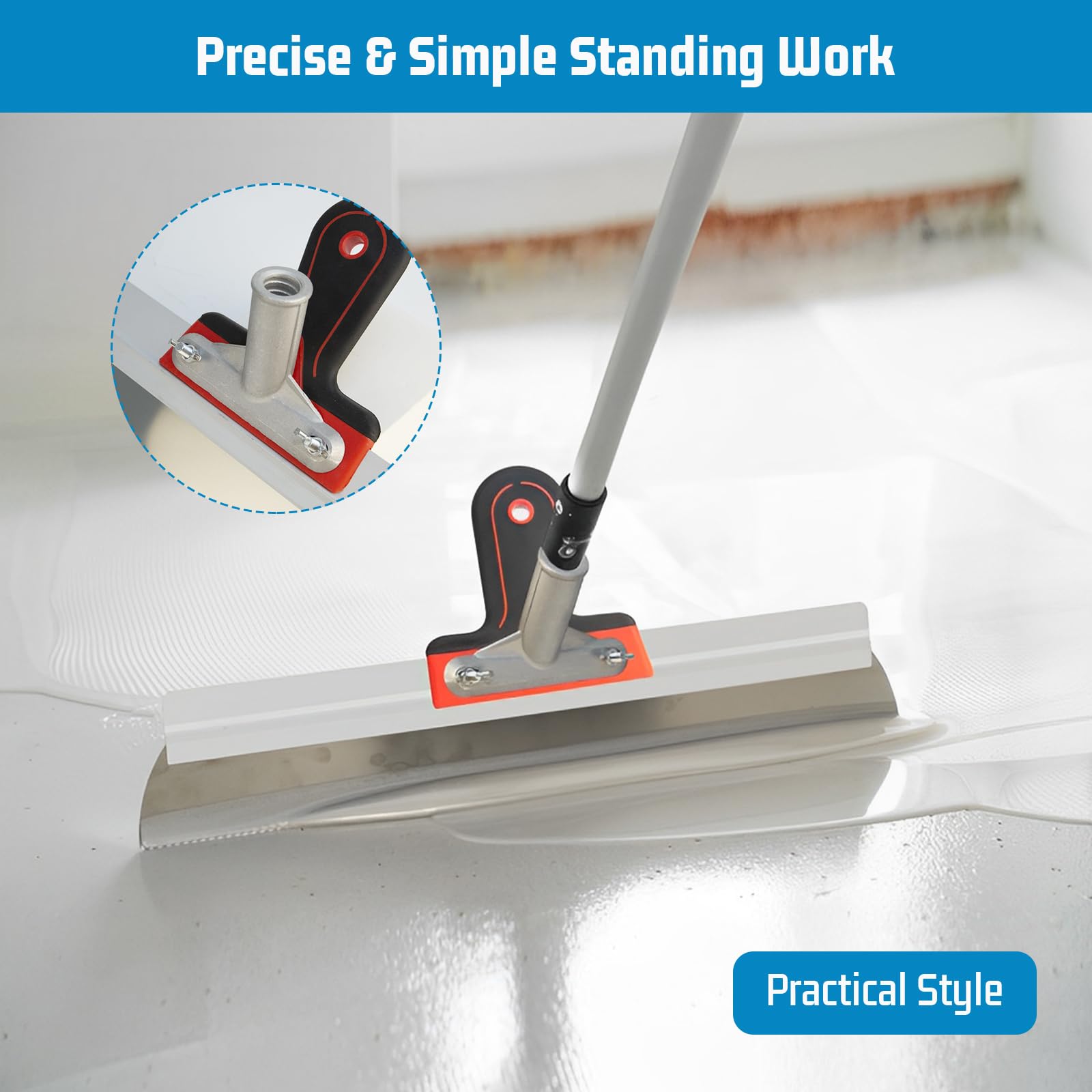Spatola Dentata 56 cm in Acciaio Inox, Frattazzo per Stucco | Ideale per applicare intonaco, rasante e cemento autolivellante, con impugnatura ergonomica per un controllo preciso