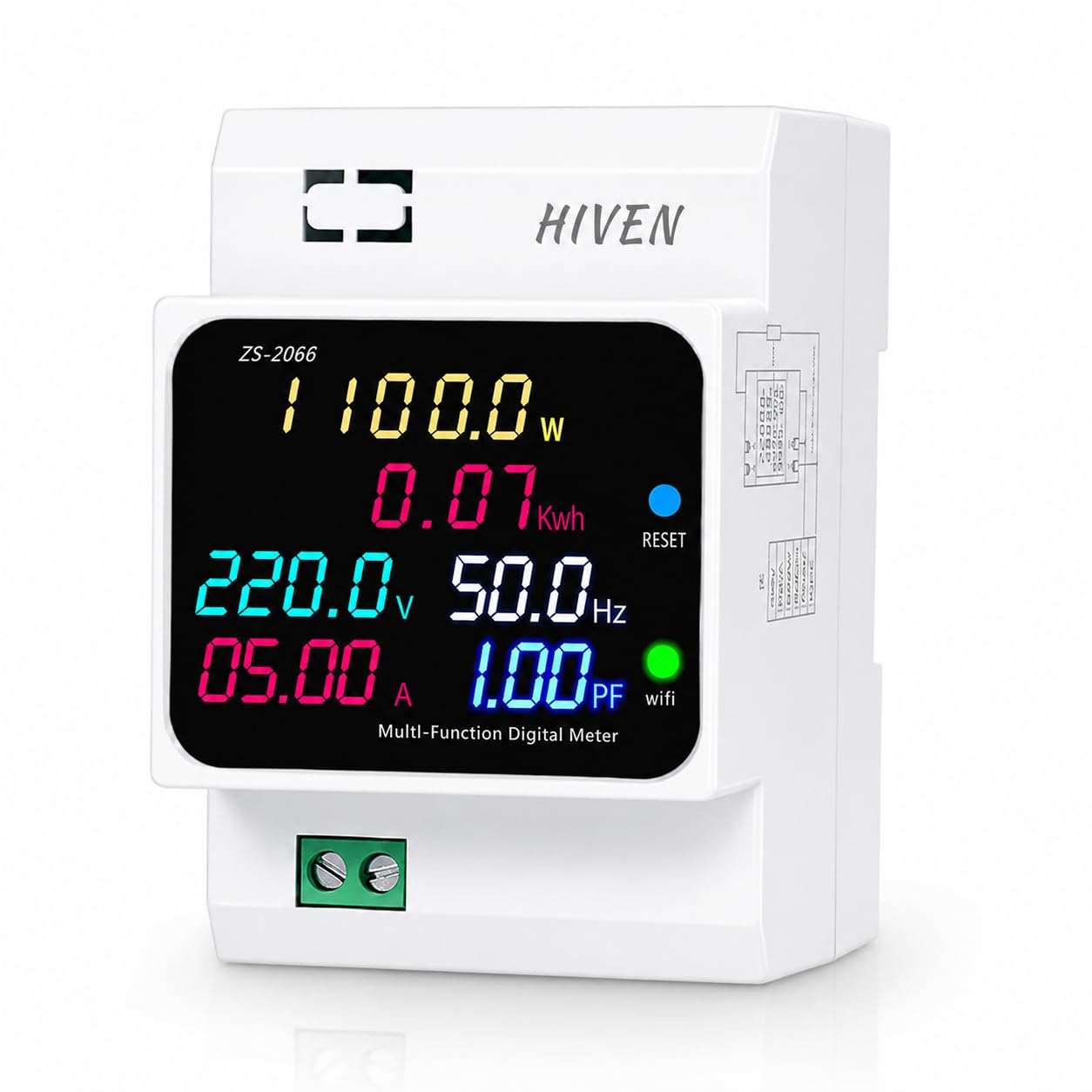 HIVEN ZS-2066 Multi-Function Digital Meter, AC 40-450V, 0-100A Digital Energy Meter - 6-in-1 AC Voltage, Current, Power & Energy Monitor with Built-In, Without WIFI-image-9