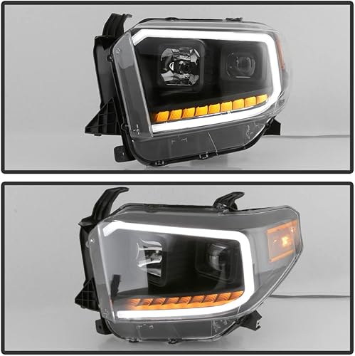 Miniatura 6 de ACANII - Para 2014-2017 Toyota Tundra ámbar LED señal DRL tubo negro proyector faros delanteros conductor y pasajero