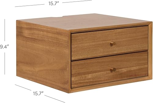 Miniatura 10 de Nathan James Harper Modern Mesita de noche auxiliar o mesa auxiliar con cajón de almacenamiento, juego de 2, negromarrón, flotante