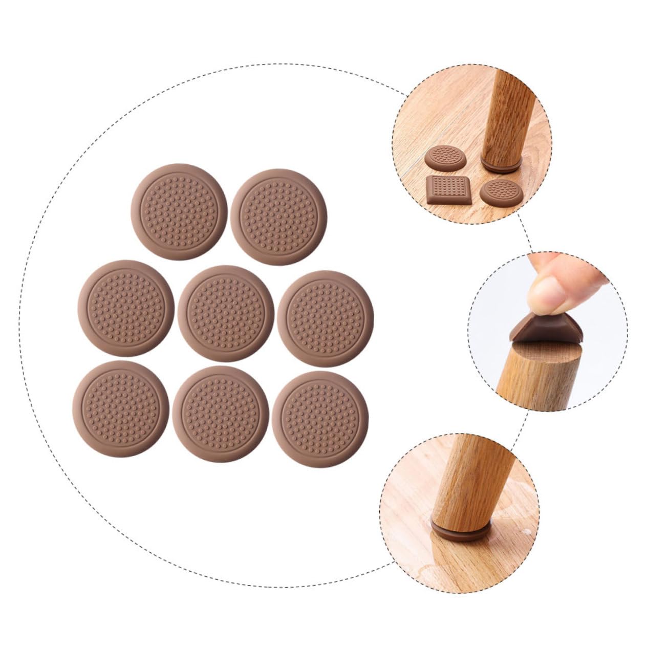 Gadpiparty 5 Set Tovaglietta Tappeto Salvapavimento Gambe Di Ricambio Per Sedia Costumista Tappi Piedini Da Tavolo in Silicone Tappetini Salvapiedi Per Mobili Gel Di Silice Brown 8 Pezzi*5
