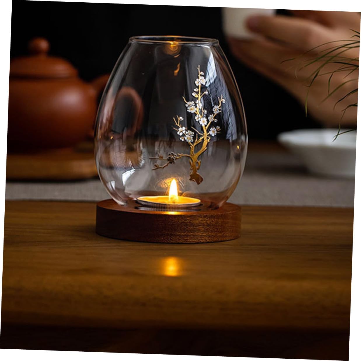 Glass Candle Holder Decorative Hurricane Candle Cover Glass Shade for Indoor Romantic Dinner Home Décor