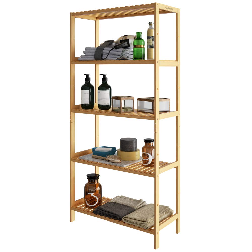 CASARIA® Estantería de Bambú para Baño Librería Organizador 5 Estantes 130x60x26cm Plantas Balcón
