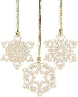 Lenox Mini Snowflake 3-Piece Ornament Set, 0.10 LB, Ivory