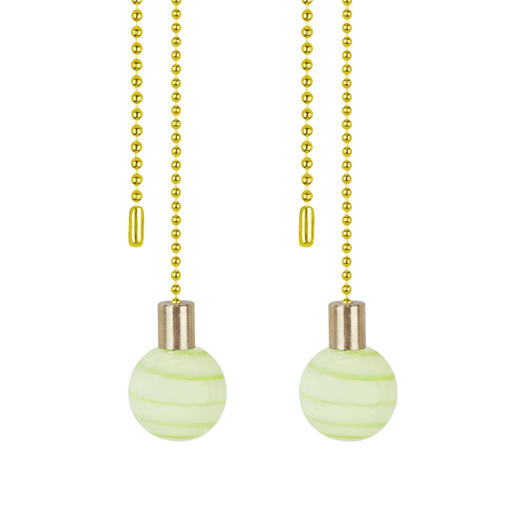 Aspen Creative 20510-22, 12" Light Green with Green Grain Glass Knob with Pull Chain in Copper (2 Pack)