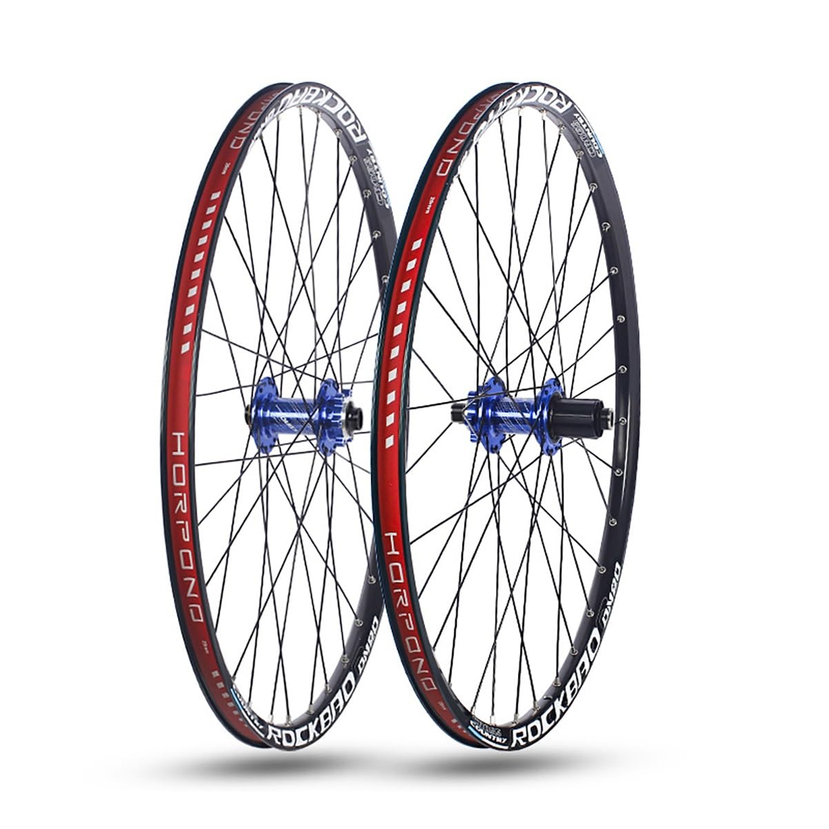 ZXGSXIOU 24in/26in/27.5in/29in Mountain Bike Wheelset Alu Alloy Double Layer Rims Thru-Axle Front And Rear Wheels 32H Disc Brake Hubs For 7-11 Speed Cassette(Blue,27.5'')