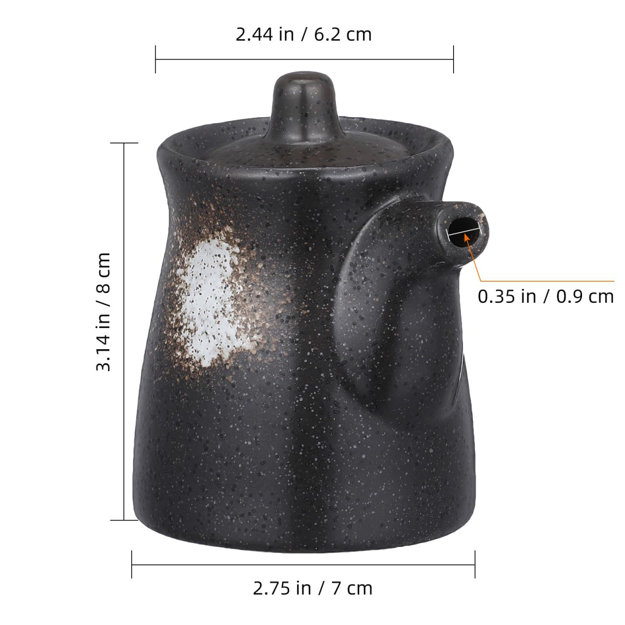 Yardwe Set di 2 dispenser per salse di soia in ceramica, 200 ml, stile giapponese, olio e aceto, nero, per casa e ristorante