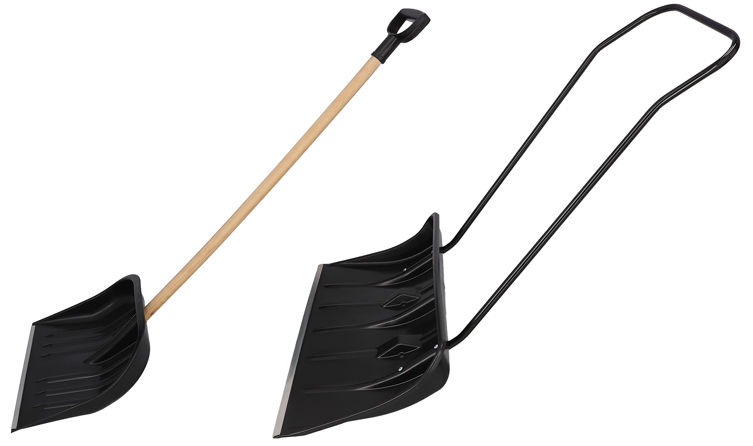 KOTARBAU Juego de Palas quitanieves de 80 cm con Ruedas + Pala de Nieve de 48 cm, cubeta de Nieve con Borde de Aluminio, Pala de Nieve con Mango de Metal, Limpiador de Nieve ecológico