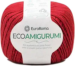Linha para Crochê, Ecoamigurumi, Vermelho, 8/7 Fios, 160 grs, 254 mts, Euroroma