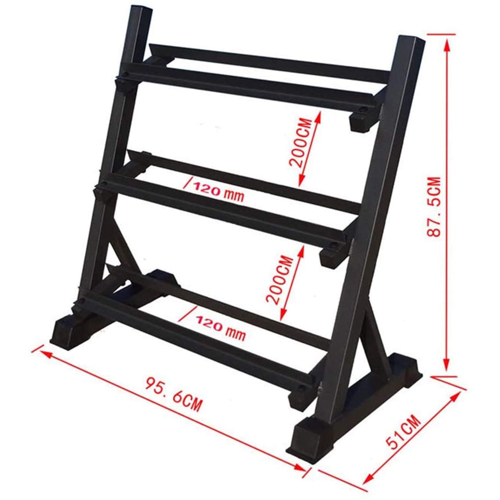 Support d'haltères professionnel pour la maison et le commerce - Support de rangement à trois niveaux pour équipement de fitness