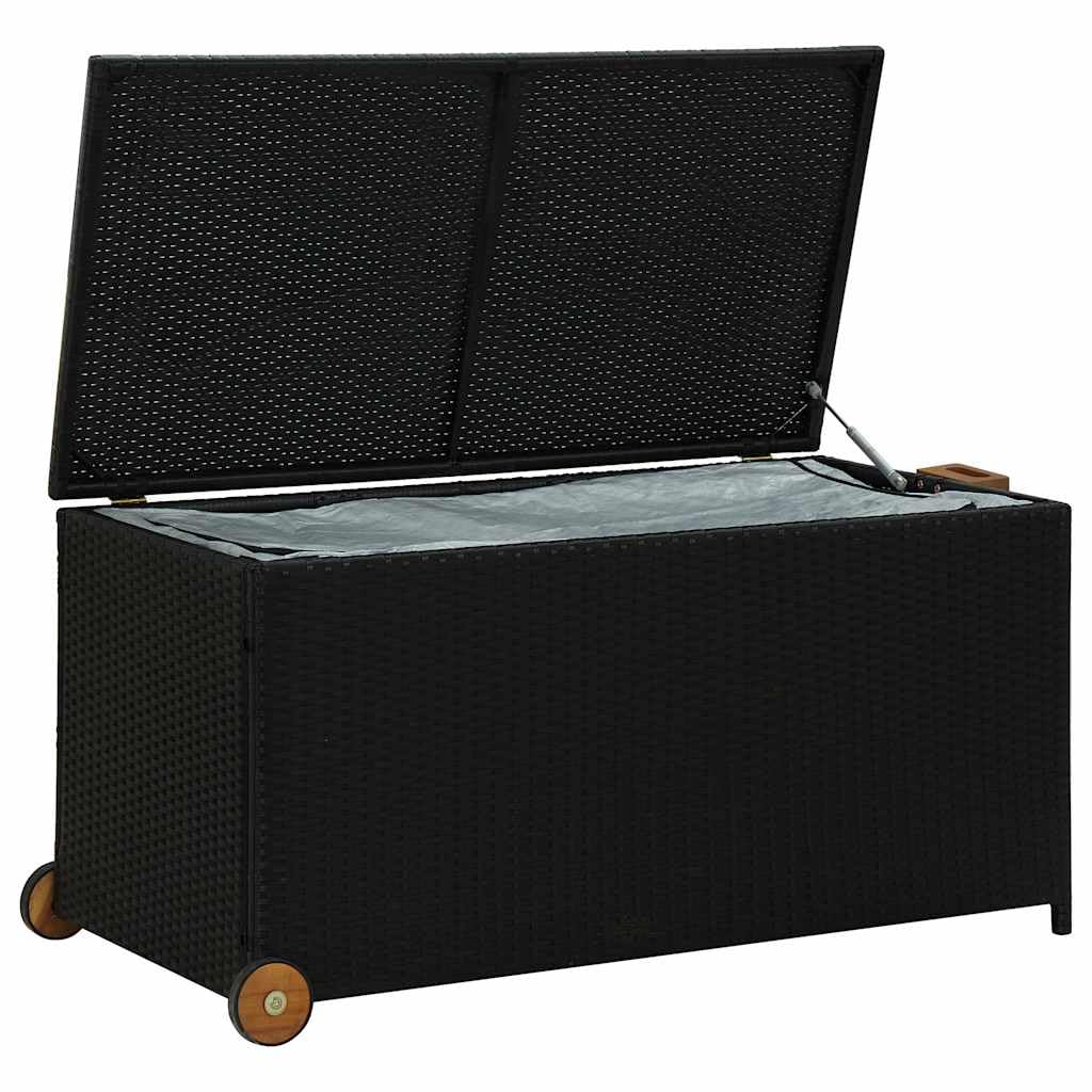 vidaXL Garten Aufbewahrungsbox Auflagenbox Gartentruhe Kissenbox Gartenbox Kissentruhe Auflagenkiste Schwarz 120x65x61cm Poly Rattan