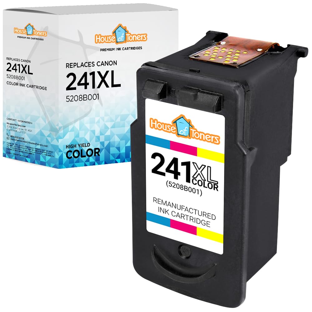 Houseoftoners Remanufactured Replacement for Canon CL-241XL Color Ink Cartridge High Yield Pixma iP280, MG2522, MG2525, MG2555, MG2920, MG2922-1 Pack