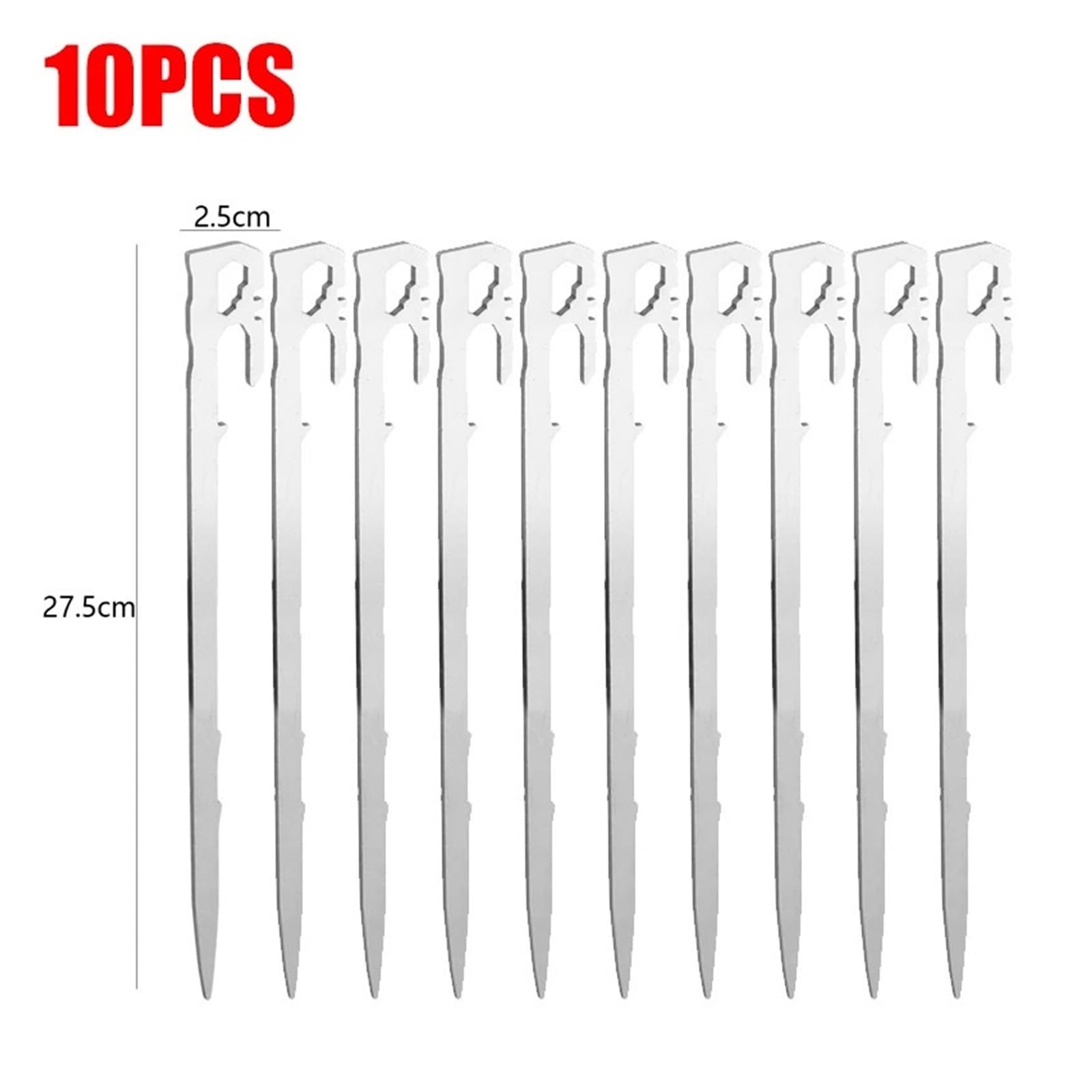 Piquetas Camping Estacas de Acero Inoxidable for Tienda campaña, Clavos for Suelo jardín, Clavijas for Dosel for Senderismo, toldos Playa, Hamaca, púas Metal para Camping(10PCS)