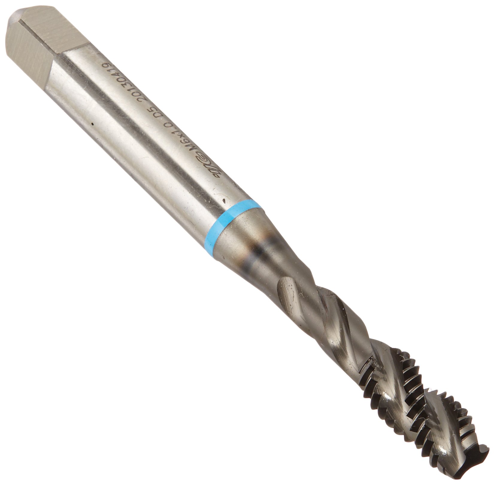 YG-1 BM Series Super HSS Spiral Flute Tap, Hardslick Coated, Round Shank with Square End, Modified Bottoming Chamfer, M6.0-1.0 Thread Size, D5 Tolerance