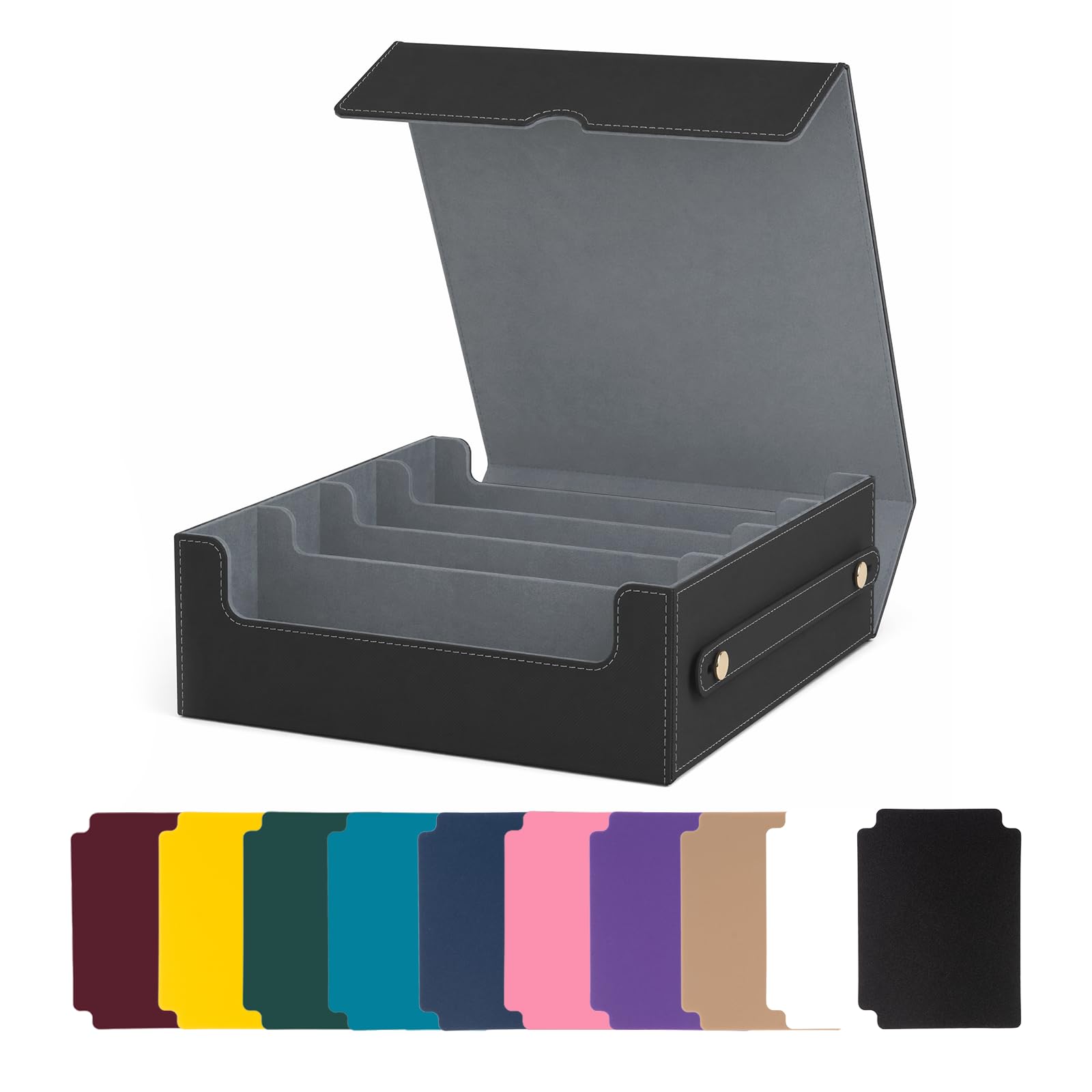 ZORVENIX Trading Card Storage Box, Card Deck Box for MTG 2400+ Cards, Magnetic Holder with 4 Rows and 10 Dividers