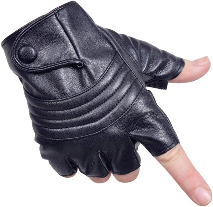 Fingerless PU Leather Driving Black Gloves for Men Half Finger Biker Sport Gloves