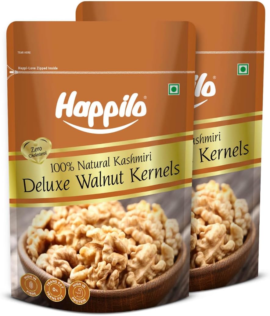 Happilo Premium Kashmiri Walnut Kernals 200g (Pack of 2) | Walnuts without Shell | Akhrot Giri | Dry Fruits, Healthy Snacks | Natural Walnut Kernels | Rich in Protein, Antioxidants & Source of Omega-3