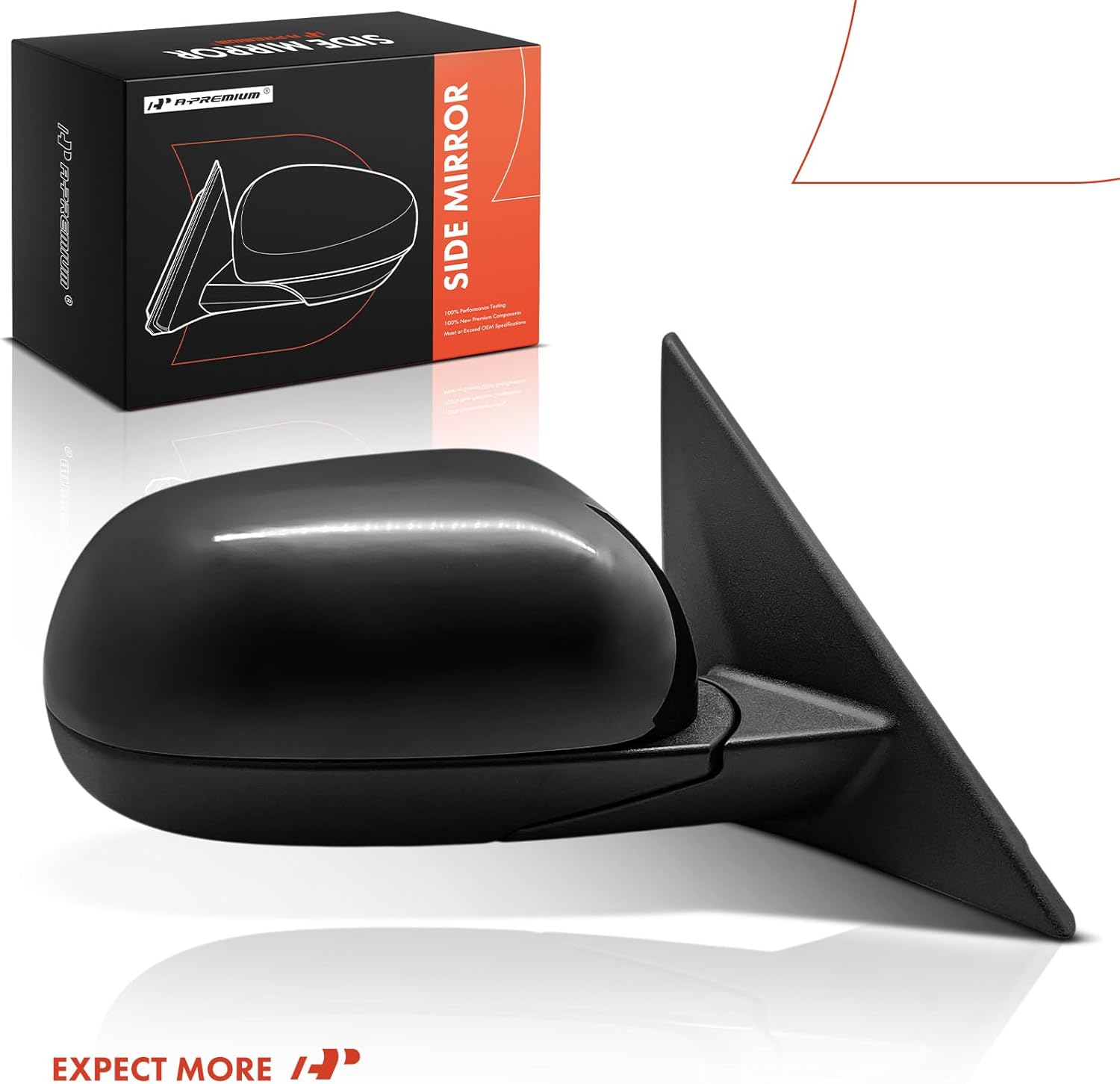 A-Premium Passenger Side Power Door Mirror - Compatible with Kia Soul 2020-2023 - Non-Heated Manual Folding Black Outside Rear View Mirror