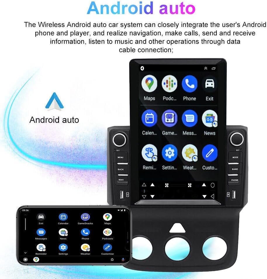 Android 13 Car Radio Stereo Player for Dodge Ram 1500 3500 2013-2019 9.7 Inch LCD Touchscreen Monitor Radio Stereo Navigation with Wireless Carplay and Android Auto GPS/WiFi/Bluetooth/Am/Fm(2+32G)