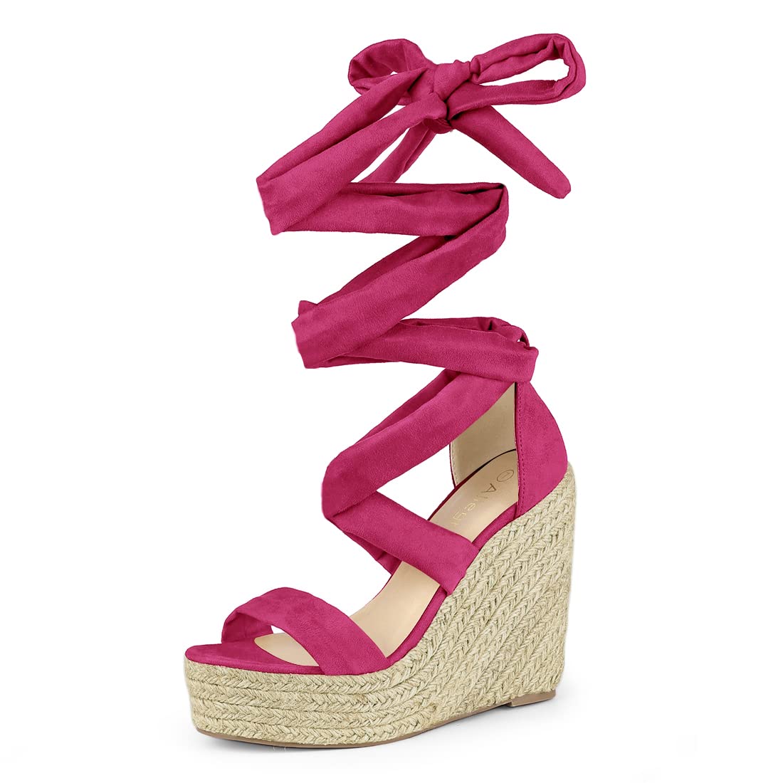 Photo 1 of Allegra K Women's Espadrilles Platform Sandals Lace Up Open Toe Hot Pink Wedges Heels 7.5 M US