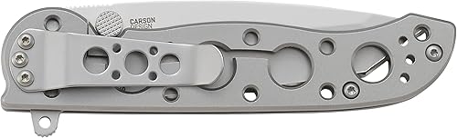 Vista 8 de CRKT Cuchillo plegable M16-02SS con bloqueo de marco: hoja de borde liso 12C27, mango de acero inoxidable, clip de bolsillo reversible, M16-02SS
