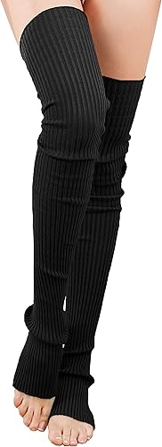 Miniatura 2 de V28 Calentadores de pierna de neón acanalado de muslo alto para mujer, para patinaje, estilo de los años 80 y 90, para fiestas