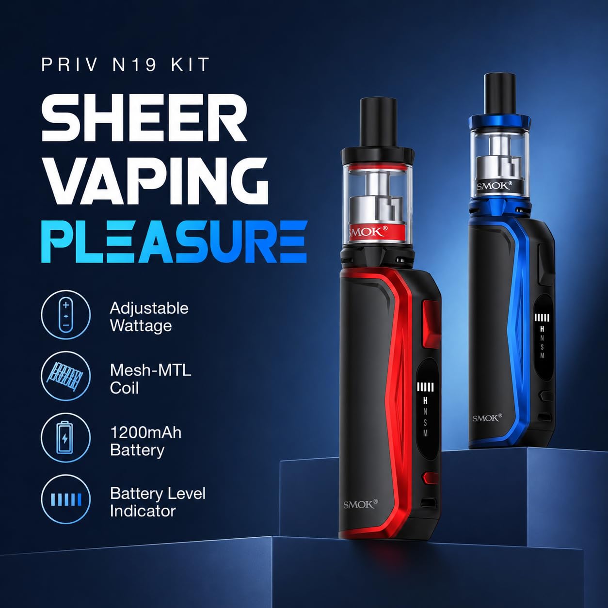 SMOK PRIV N19 Refillable Vape Kit [Chrome] - Cracking Compact Pen Style  Starter Kit with 1200mAh Battery, Compatible with all Nord Coils,  Rechargeable E Cigarettes, No Nicotine: Amazon.co.uk: Electronics & Photo