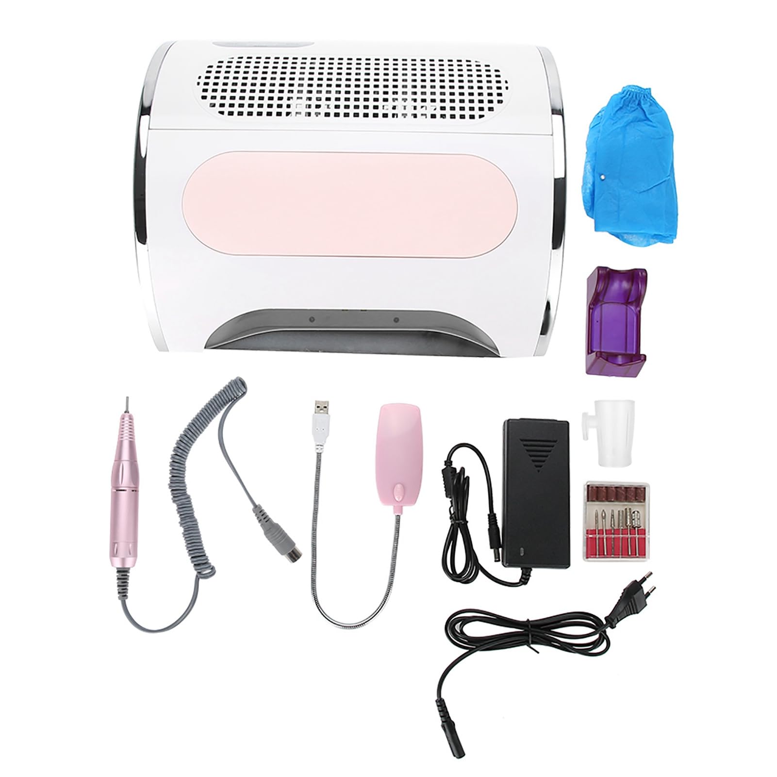 Macchina elettrica 3 in 1, 25000 giri/min, 54 W e 28 LED per pulire, aspirare e asciugare le unghie, per manicure e pedicure, per salone di bellezza e casa bianco