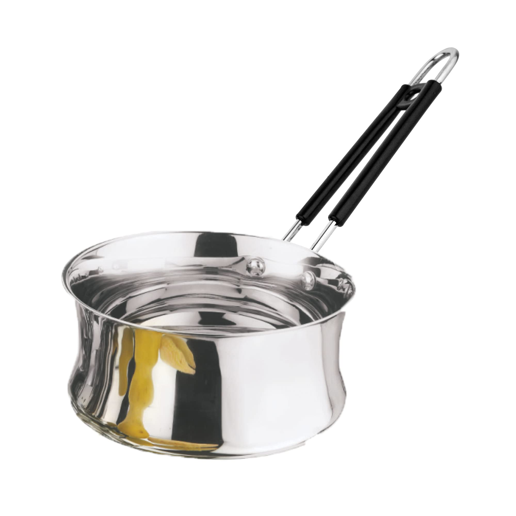 Prabha Stainless Steel Belly Sauce & Milk pan, Sauce and Milk Pot, Tea & Coffee Pan with Bakelite Grip Handle, Curvy Shape for Unique Look (1.6L)
