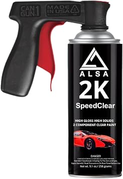 Genuine Alsa 2K Speed Clear 2K High Gloss Automotive Clear Coat Spray/Aerosol Can - With spray gun handle