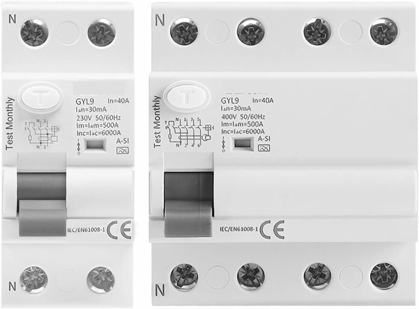 Interrupteur différentiel RCCB Hasmi GYL9 protection électromagnétique 4P