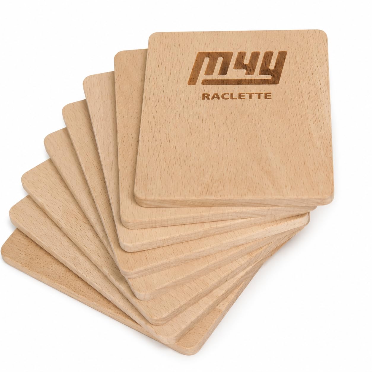 Set Of Eight Wooden Raclette Pan Coaster Boards By M4Y